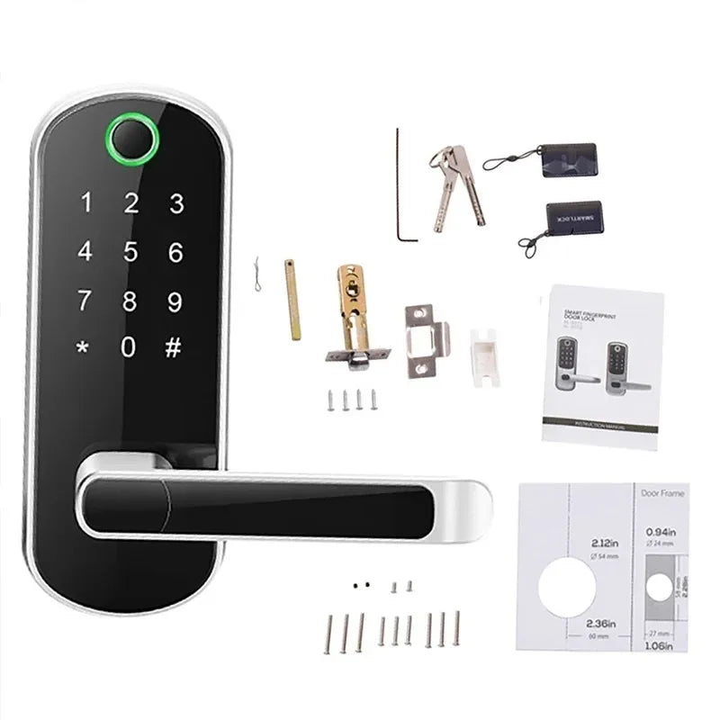 Tuya Smart Fingerprint Door Lock App Remote Control Keyless WIFI Digital Touchscreen Lock NFC with 2 IC Cards IP68 Waterproof Vue