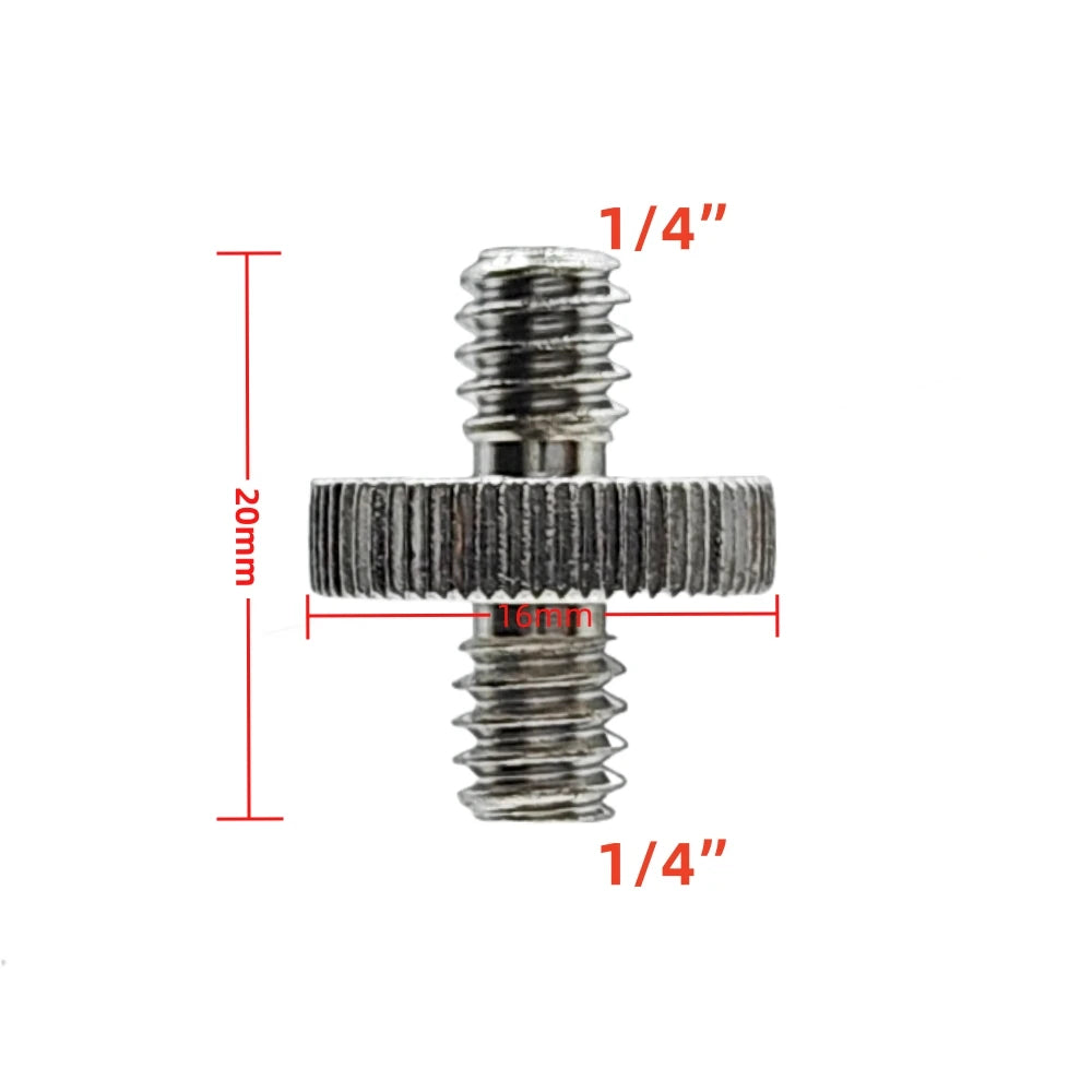 Metal Double Male 1/4 Inch Adapter Screw 1/4" Male to 1/4" Male Threaded Supports Tripod Stand Action Camera Accessories Vue