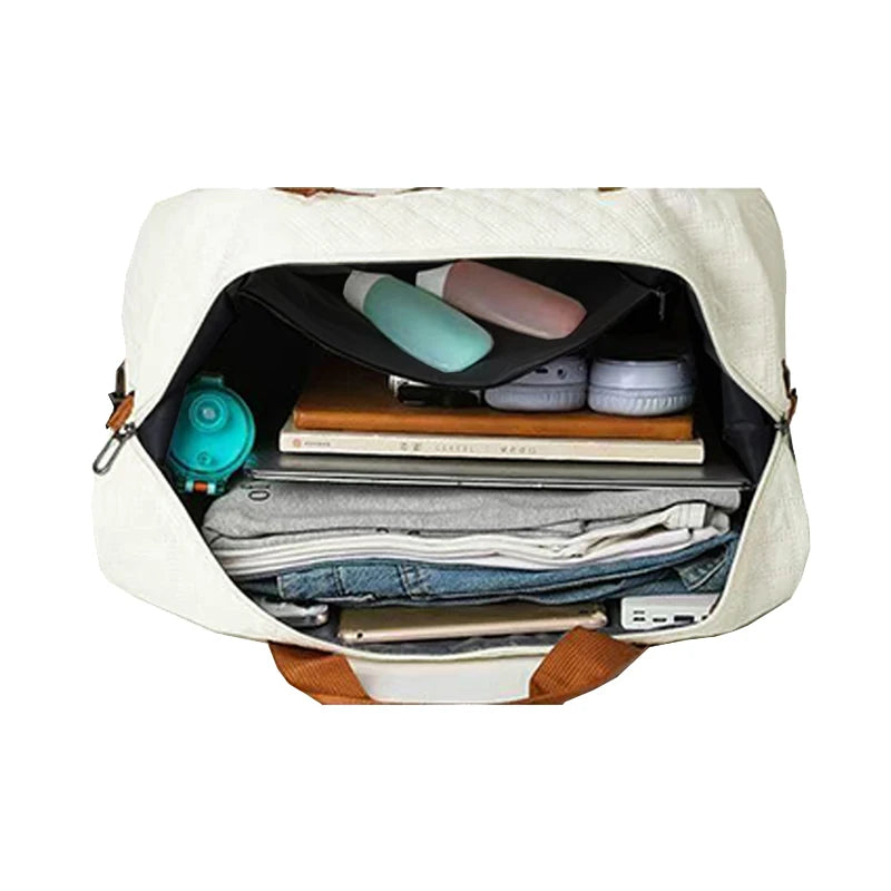 Convenient Shoe Pocket Motorbike Travel Bag Quilted Fabric Vue