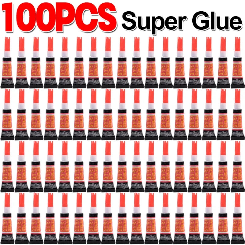 100x Liquid Super Glue Wood Rubber Metal Glass Cyanoacrylate Adhesive Stationery Store Nail Gel 502 Instant Strong Bond Leather Vue 20PCS