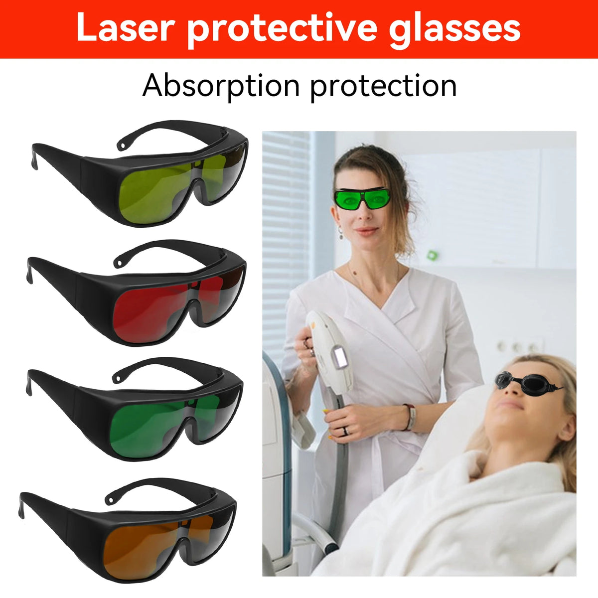 CE EN207 OD6+ 190-540nm Laser Eye Protection Anti-Scratch PC Laser Eyewear for Engraving Marking Industrial Laser Safety Goggle Vue