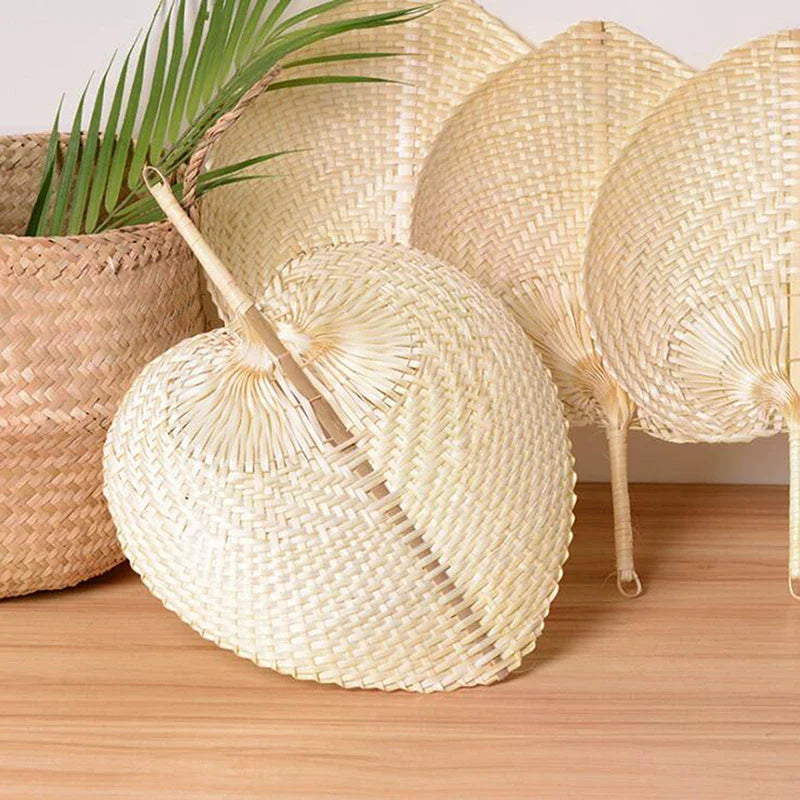 Handmade Straw Woven Fans Craft Summer Cooling Bamboo Fan Home Wall Art Decoration Vue
