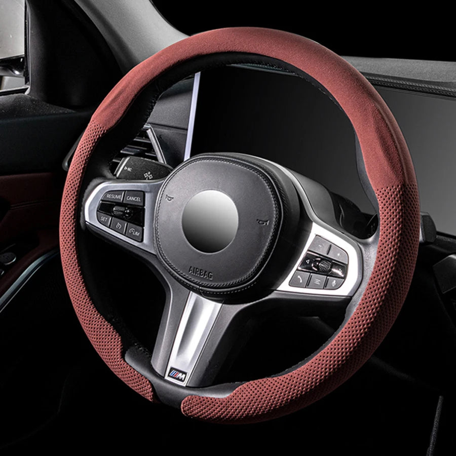 Suede Car Steering Wheel Cover For Mercedes-Benz AMG G-Class GLA GLB GLC GLE GLS Non-slip Protect Covers Premium Accessories Vue