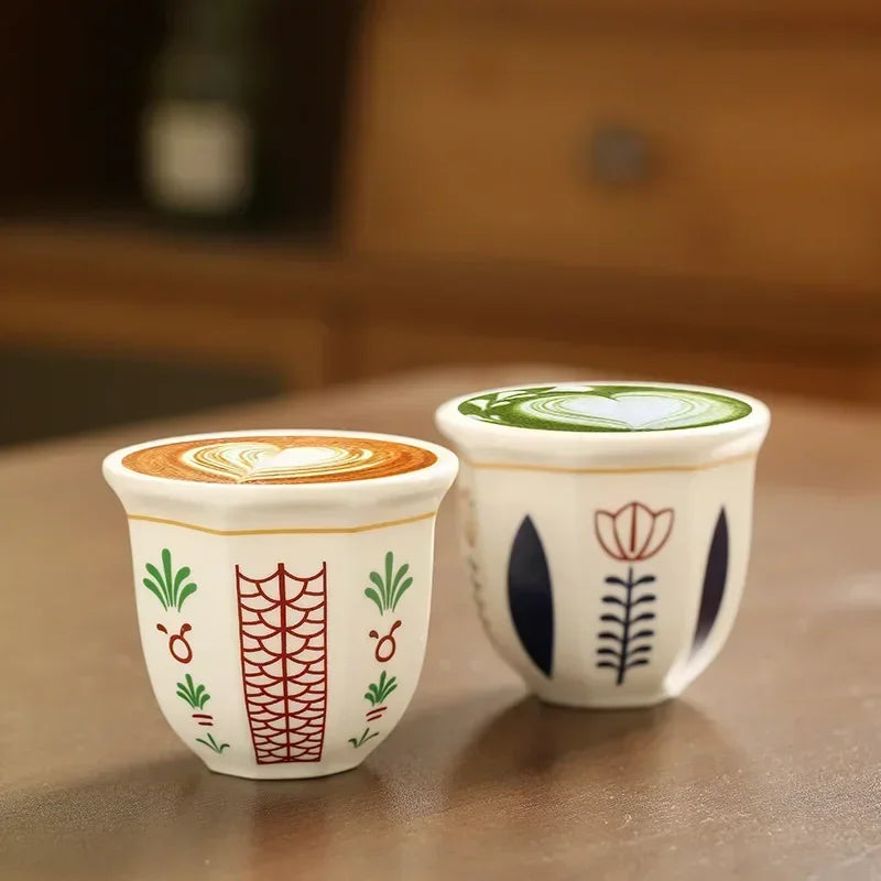 180ml Tea Cup Garland Hand Held Espresso Ceramic Cup Cappuccino Coffee Cup Turkish Coffee Cups Handmade Ceramic Cappuccino Cups Vue