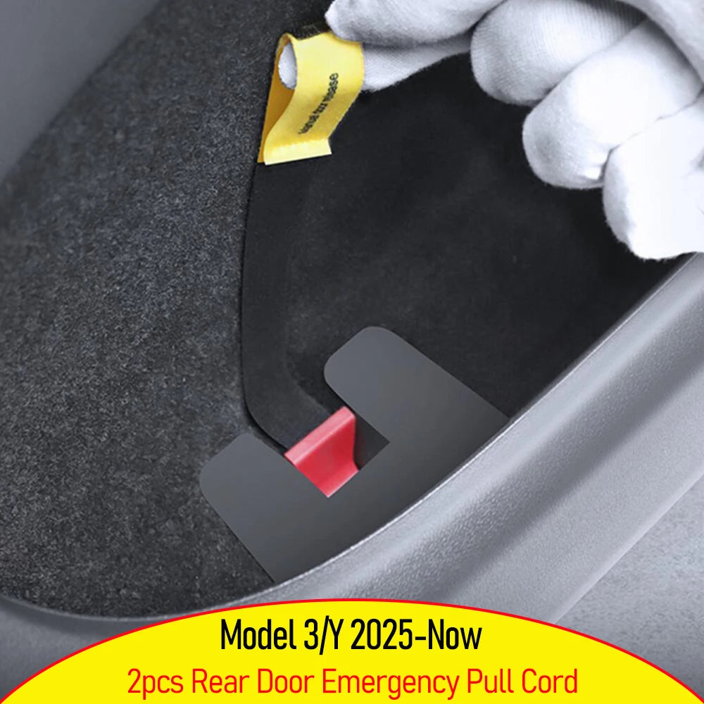 Car Door Emergency Handle Extended Manual Door Release Emergency Safety Pull Rope Button for Tesla Model 3 Y Juniper 2025 2026 Vue