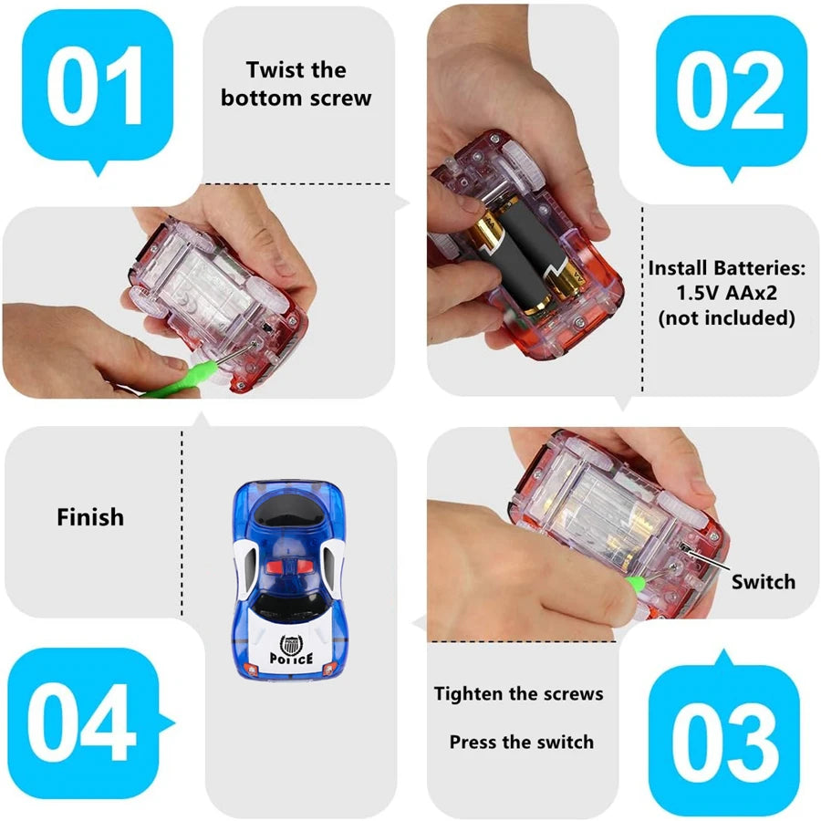 Mini Tracks Cars, LED Light Race cars for Magic Tracks Glow in the Dark, Compatible with Most Car Tracks Gifts for Kids Vue