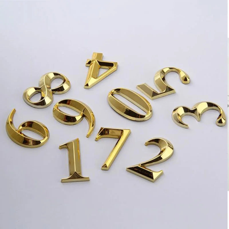 1PCS Gold Address Door Label Number #0-9 ABS Height 5cm Golden Home Sticker Modern House Hotel Apartment Door Plate Vue