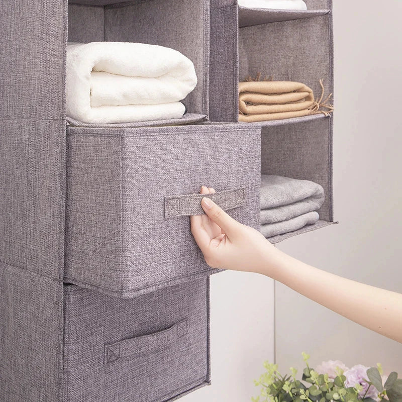 Portable Wardrobe Hanging Storage Bag – Drawer Style, Washable Closet Organizer Box for Clothes Vue