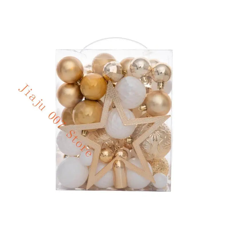50pc Shatterproof Christmas Ornaments Set with Star Topper Christmas Ornament Set Vue Gold China Mainland