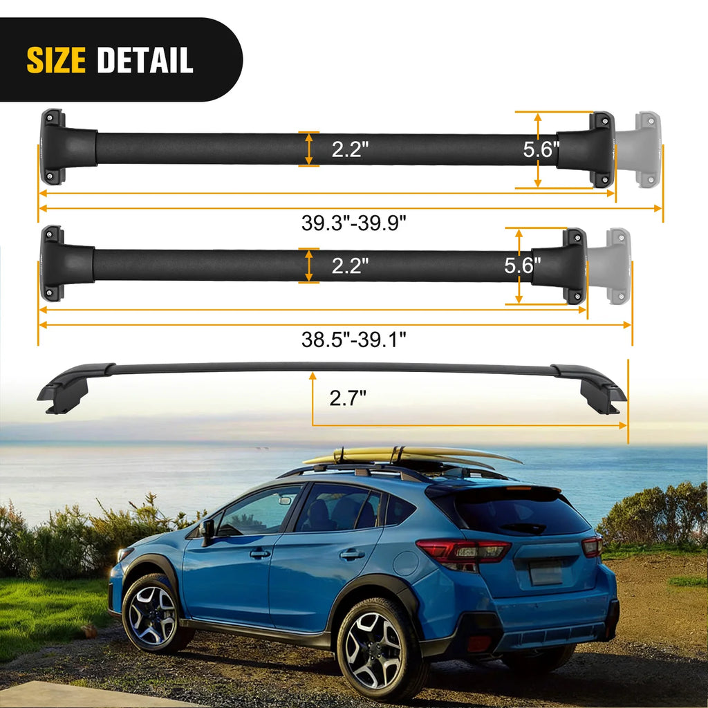 Nilight Roof Rack Cross Bars Fit for Subaru Crosstrek 2018-2023 & Impreza 2017 18 19 20 21 22 2023 Aluminum Rails Crossbars with Rubber Pad for Rooftop Cargo Carrier Kayak (Only Fit Raised Side Rails) Vue