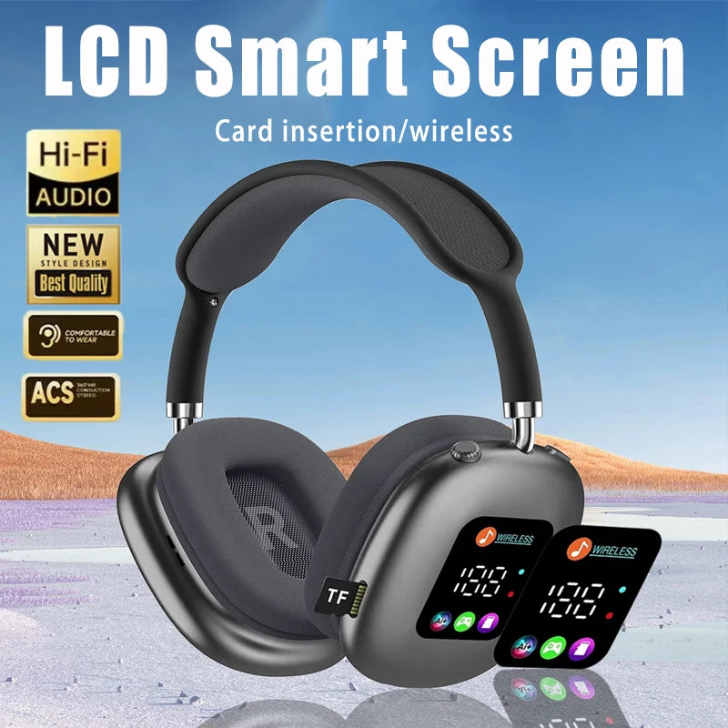 Wireless Headphone AKZ MAX600 Noise Cancelling Headphones Can Use Memory Card Hybrid With Touch Control LED Screen Vue