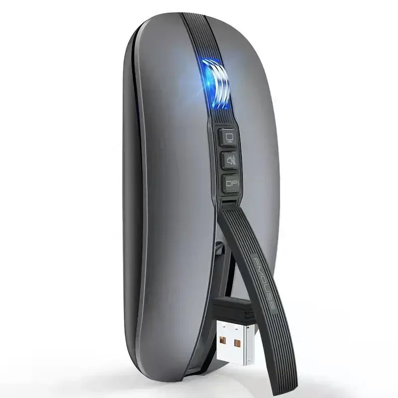 Lenovo Dual Mode Mouse Bluetooth Wireless Type-C Charging Silent Ultra-Slim Portable For Tablets Laptops Home Office Gaming Use Vue Gray