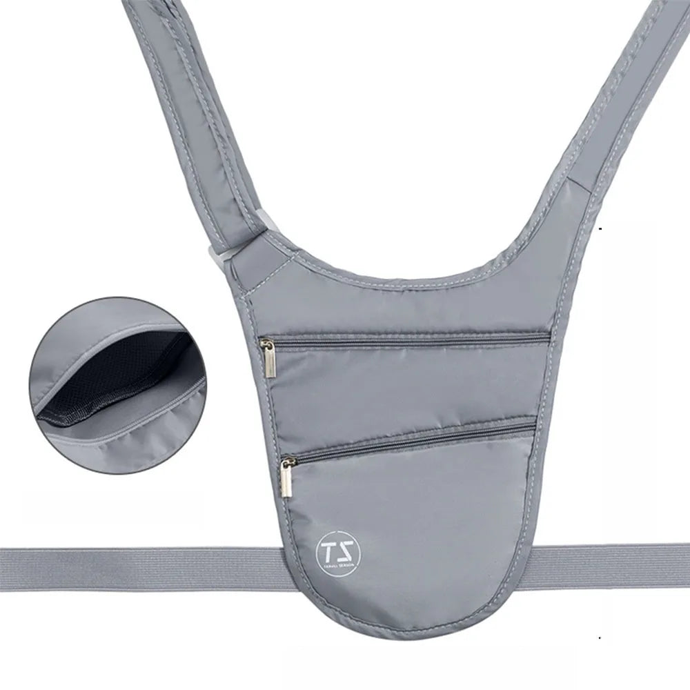 Anti-theft Sports Waist Bag Waterproof Lightweight Run Waist Pouch Adjustable Strap Big Capacity Invisible Belt Bag Women Vue Grey