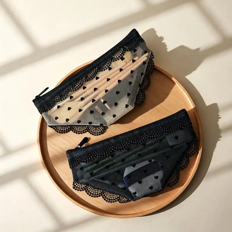 Unique Lace Mesh Briefs Shape Cosmetic Bag Portable Zipper Makeup Bag For Cosmetics Beauty Tools Toiletry Bag Storage Pouch Vue