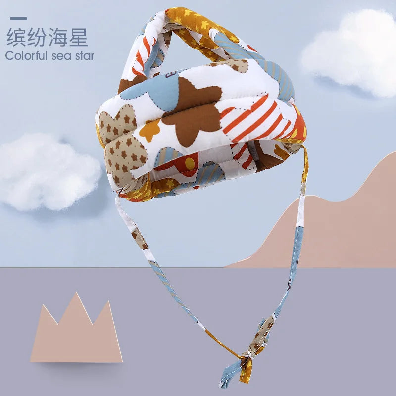 Cap Anti-collision Soft Comfortable Head Security & Protection Adjustable Hats Baby Toddler Protective Hat Baby Safety Helmet Vue B40Colorful starfish