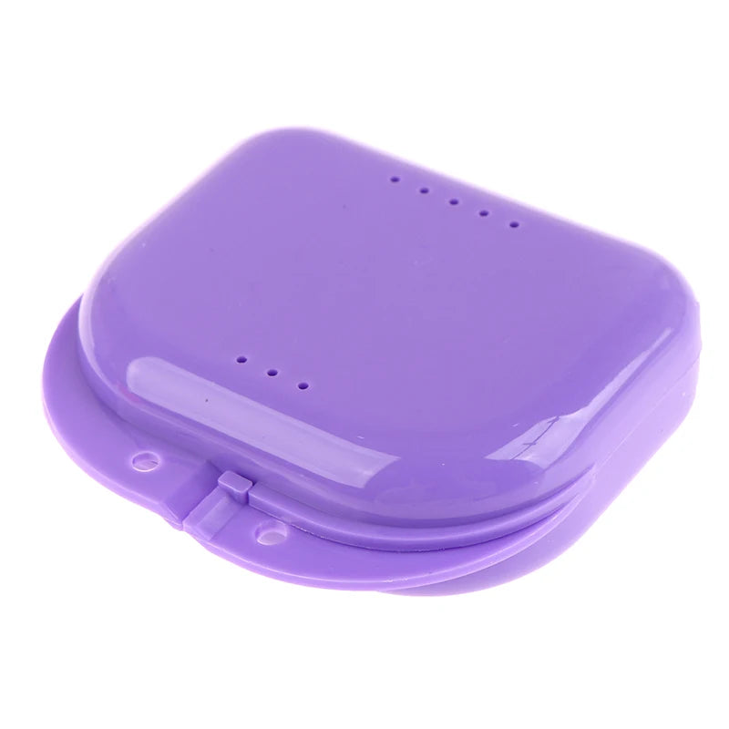 Denture Storage Box Dental Retainer Orthodontic Mouth Guard Container Plastic Oral Hygiene Supplies Tray Dental Appliance Case Vue Purple
