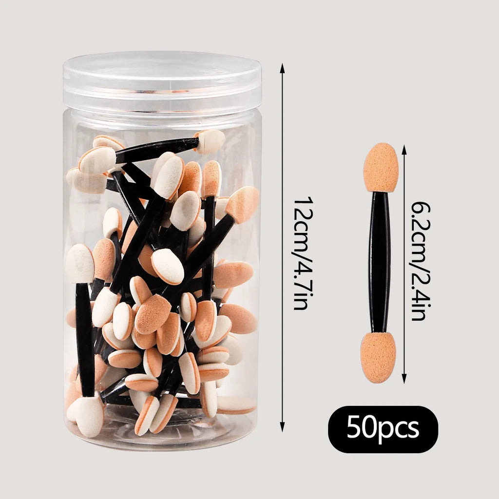 50pcs Disposable Eye shadow Brush Makeup Dual Sided Sponge Nylon Set Eye Shadow Brushes For Cosmetic Applicator Makeup Tools Vue