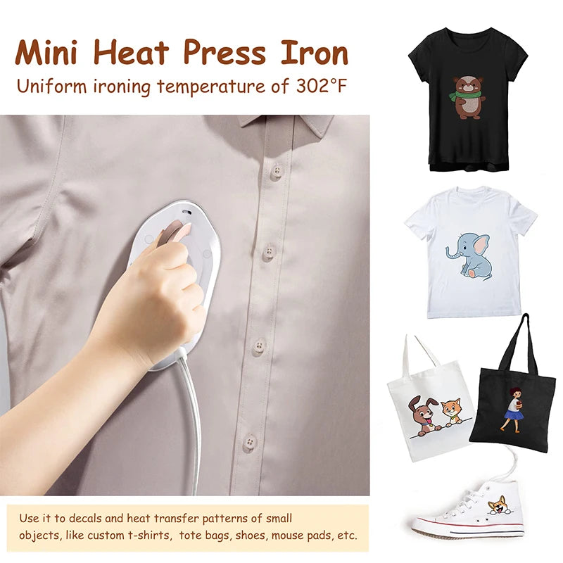 150W Handheld Travel Iron 120V/220V Lightweight Dry Iron 30S Heat Press Machine Non-steam Clothes Irons For Home and Travel Vue