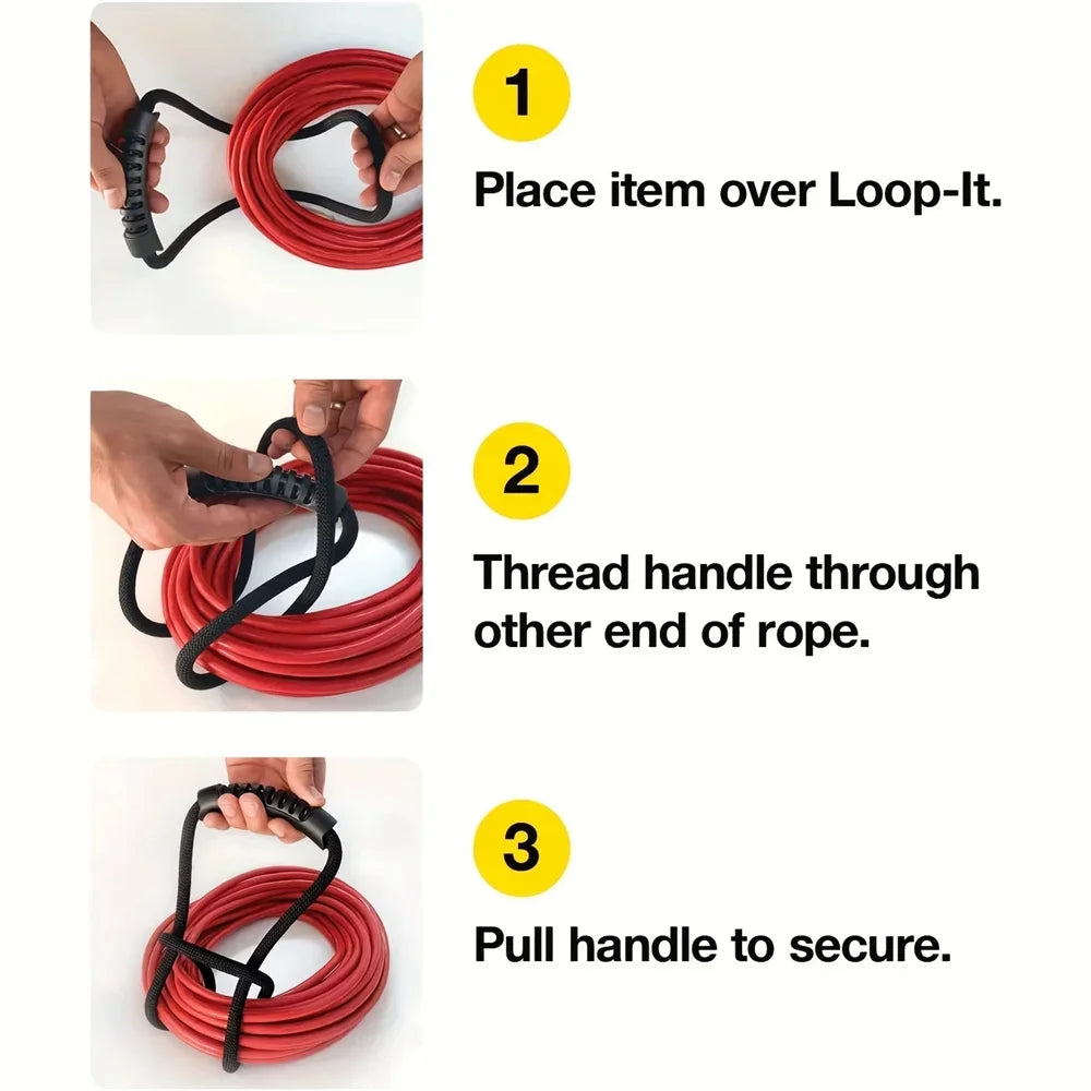 Storage Strap Heavy-Duty Hook and Loop Cord Carrying Strap, Hanger, and Organizer with Handle for Pool Hoses Garden Hoses Cables Vue