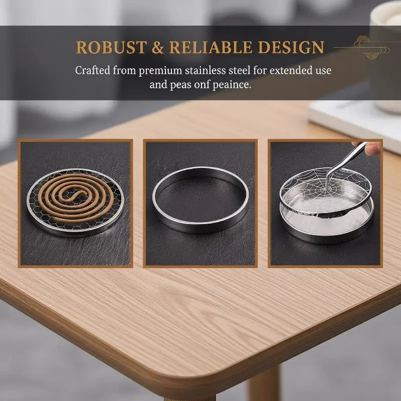 Stainless Steel Mosquito Spiral Holder Box Fireproof With Lid Mosquito Coil Burner Round Safe Mosquito Incense Holder Vue