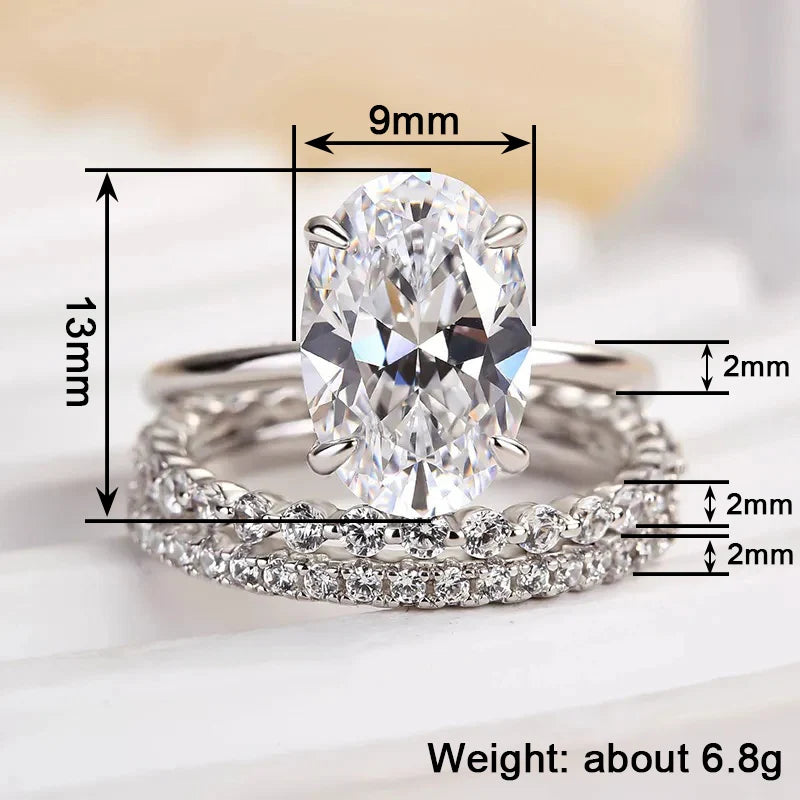 Huitan 3-Piece CZ Bridal Ring Set for Women | Stacking Rings Bridal Ring Set Vue