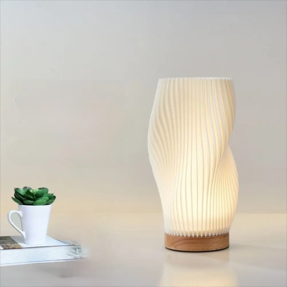 Dimmable 3D Pleated Table Lamp Atmosphere Lamp 3 Color INS Minimalist LED Desk Lamp Eye Protection Home Decoration Bedside Lamp Vue