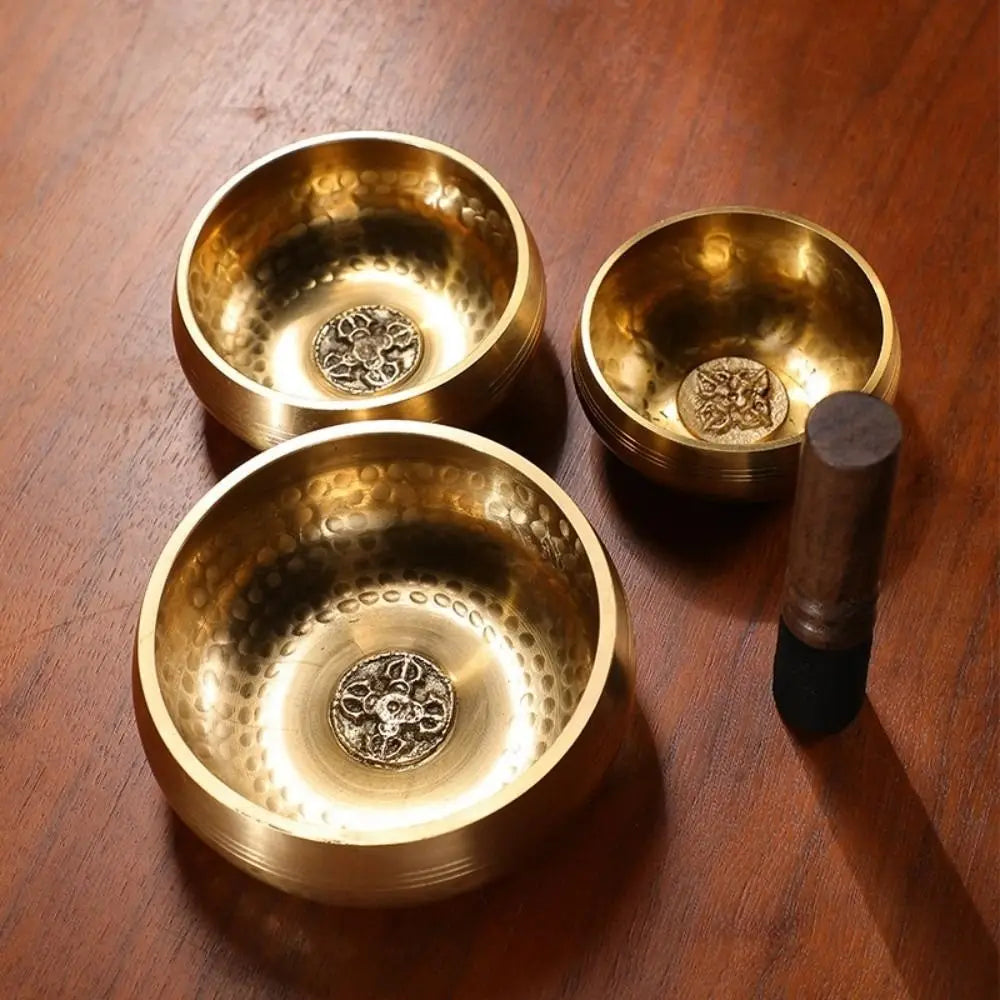 Soft Cushion Nepalese Singing Bowl Stress Relief Bottom Engraved Sound Bowl with Stick Home Decor Tibetan Singing Bowl Set Vue