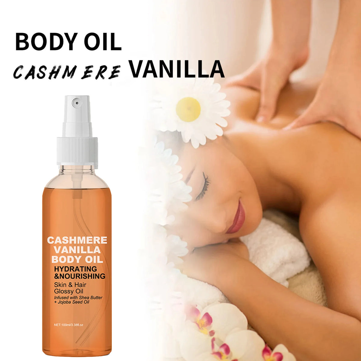 Cashmere Vanilla Body Massage Oil Hydrating Nourishing Skin And Hair Glossy Oil Infused With Shea Butter And Jojoba Seed Oil Vue