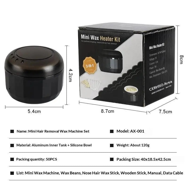 Mini Wax Heater Machine Silicone Bowl Wax Warmer Nose Ear Hair Removal Waxing Kit Wax Bean Wax Heating Melting Pot Melter Vue