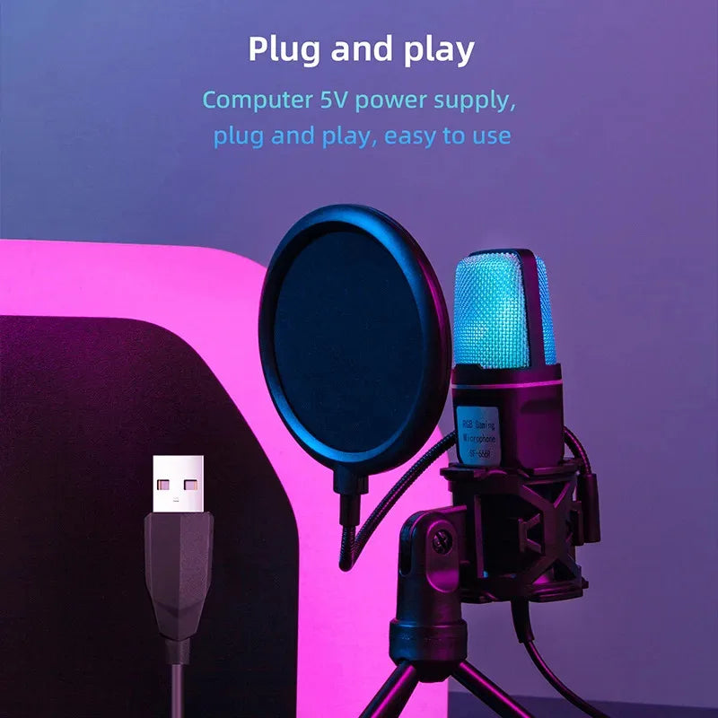 USB RGB Condenser Microphone – Podcast, Streaming & Studio USB Condenser Microphone Vue