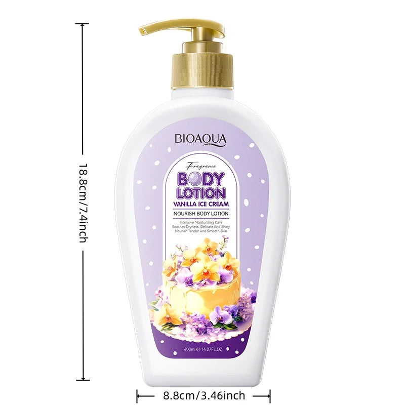 400ml Vanilla Ice Cream Nourishing Body Lotion, Replenishes Skin Moisture: Nourishes and Softens the Skin, Exudes a Charming Fragrance, Perfect for Date Nights/Work Commute/Daily Skincare/Nourishing Your Skin, Suitable for Al Vue
