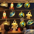 Cartoon Space Themed LED Decorative String Lights, Astronaut Rocket Shape Fairy Lights for Nursery Bedroom Birthday Party D Vue Warm White Warm White 3M20LED