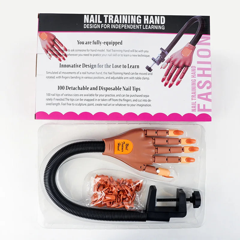 Professional Manicure Practice Hand, 1 Box Manicure Training Practice Hand Model with False Nails, Manicure Tool for Home Salon Vue