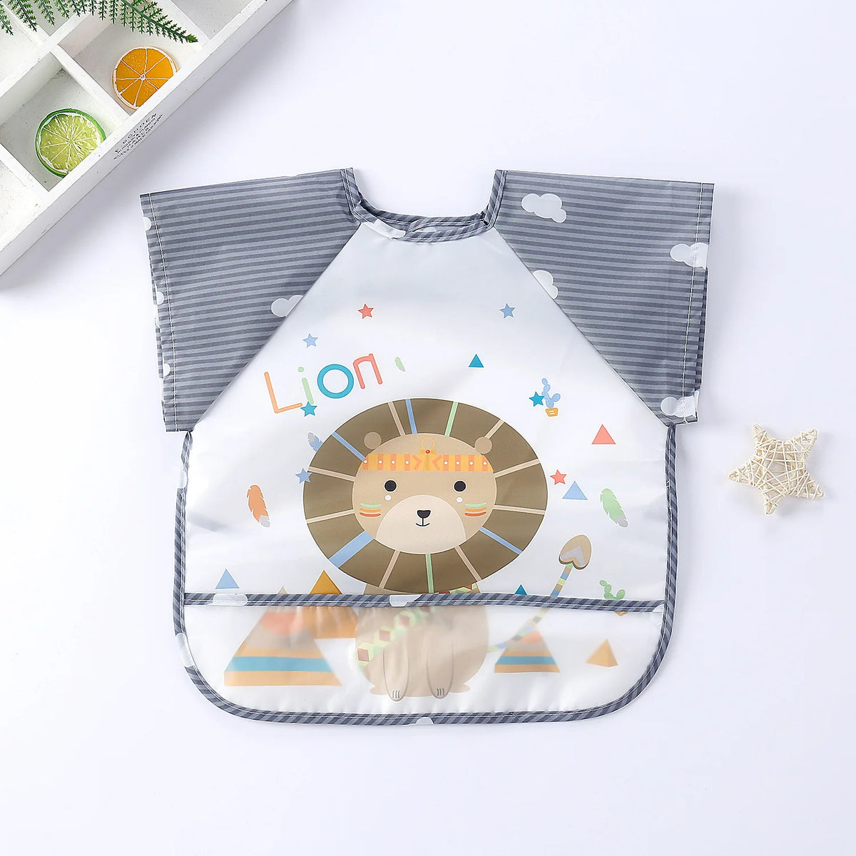 0-3Y Boys Girls Burp Clothes Smock Infant Baby Cartoon Sleeveless Waterproof Eating Toddler Art Apron Animal Smock Soft Baby Bib Vue B165 Lion 0-3Y