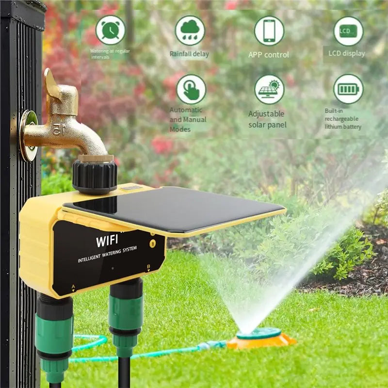 ABKW-Smart Automatic Control Tuya Wifi Solar Irrigation Timer System Outdoor Water Timer Garden Watering Tool Vue