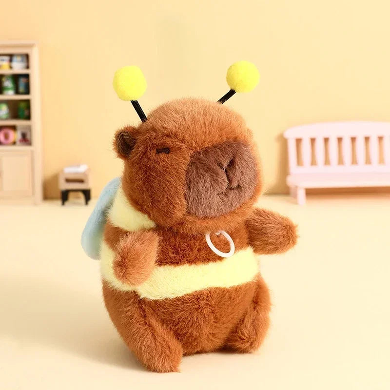 1-20PCS Cute Plush Bee Wings Vibrating Keychain Capybara Fun Quirky Toys Plush Bee Doll Bag Charm Plush Charm Children's Gift Vue