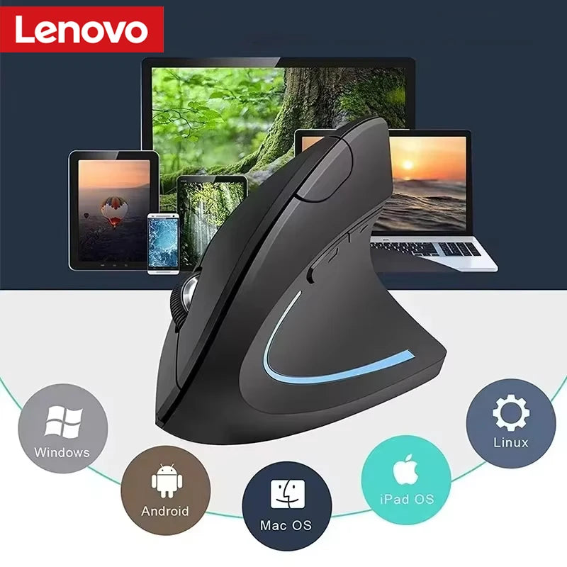 Lenovo Wireless Vertical Mouse Rechargeable Personalised Side Grip Ergonomic Bluetooth 2.4G Silent Gaming PC Computer Mouse Vue