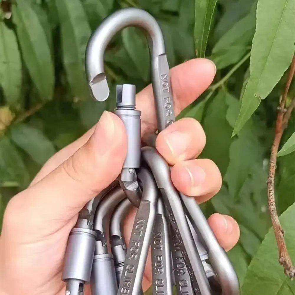 6 Set Aluminum Alloy Carabiner Keychain Heavy Duty D-ring Snap Clip Bold Lock Climbing Tools For Unisex Outdoor Travel Tool Vue