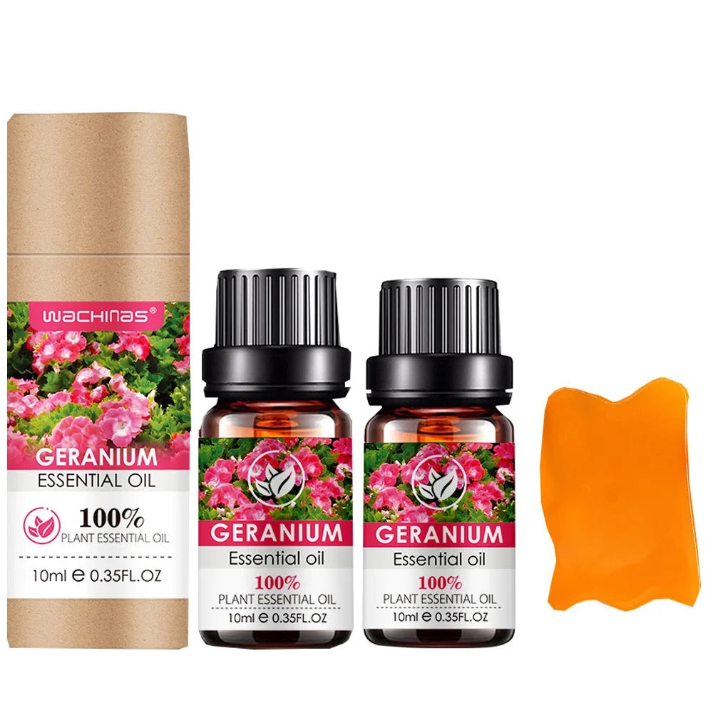 Geranium Essential Oils,100% Pure Nature for Aromatherapy, Diffuser, Humidifier, Massage, Relieve Anxiety & Stress With Tool Vue 2 pieces and tool 10ml