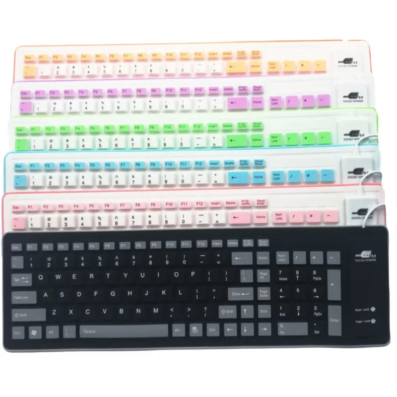 103 Keys English Language Keyboard for Laptop Computer PC Tablet Keyboard 103 Keycaps USB Wired Silicon Key Board Vue
