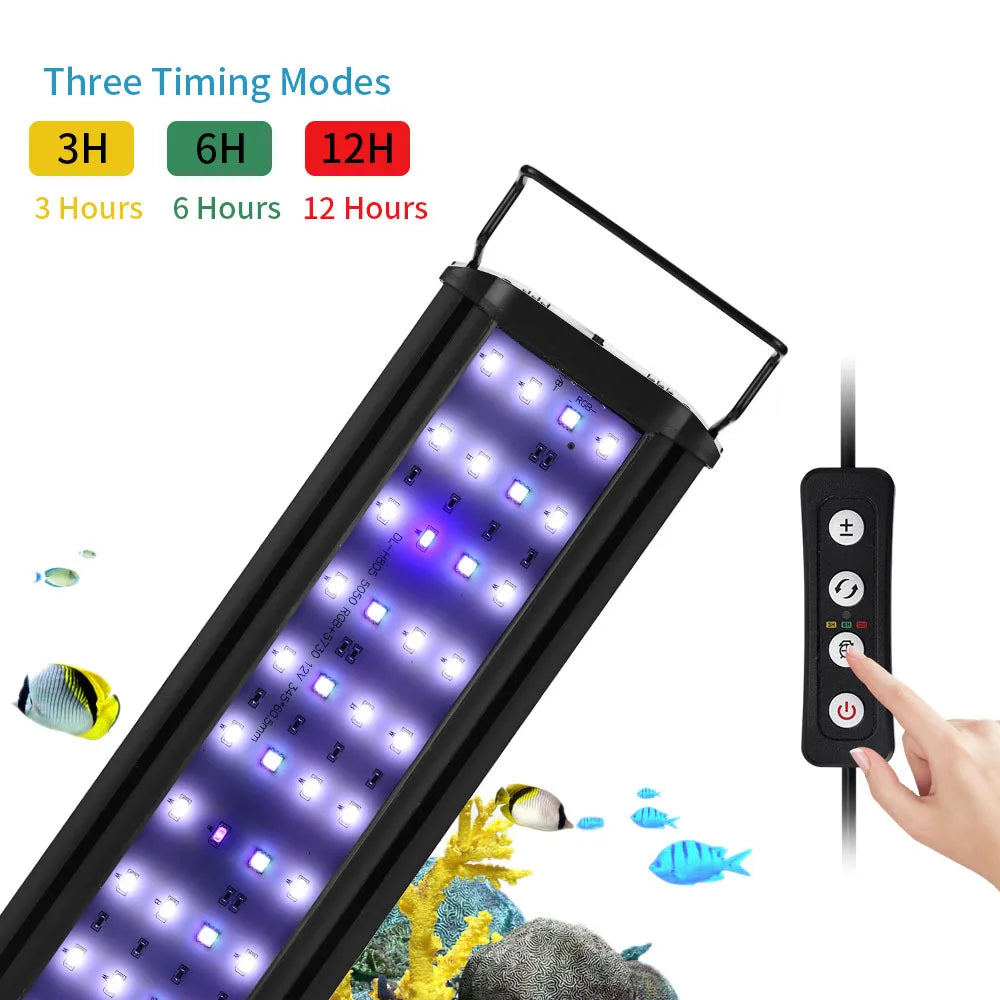 Fish Tank Water Grass Light LED Aquarium Bracket Lights Three Modes Lighting Timer Dimmable Full Spectrum Coral Plant Grow Lamp Vue