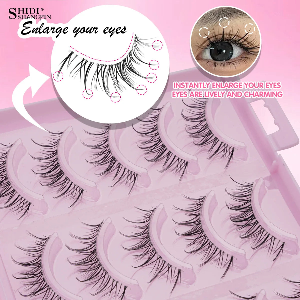 New Manga Lashes Thick Eyelash Extensions Natural Short False Eyelashes Clear Thin Stem Lashes Faux Mink Eyelashes Korean Makeup Vue