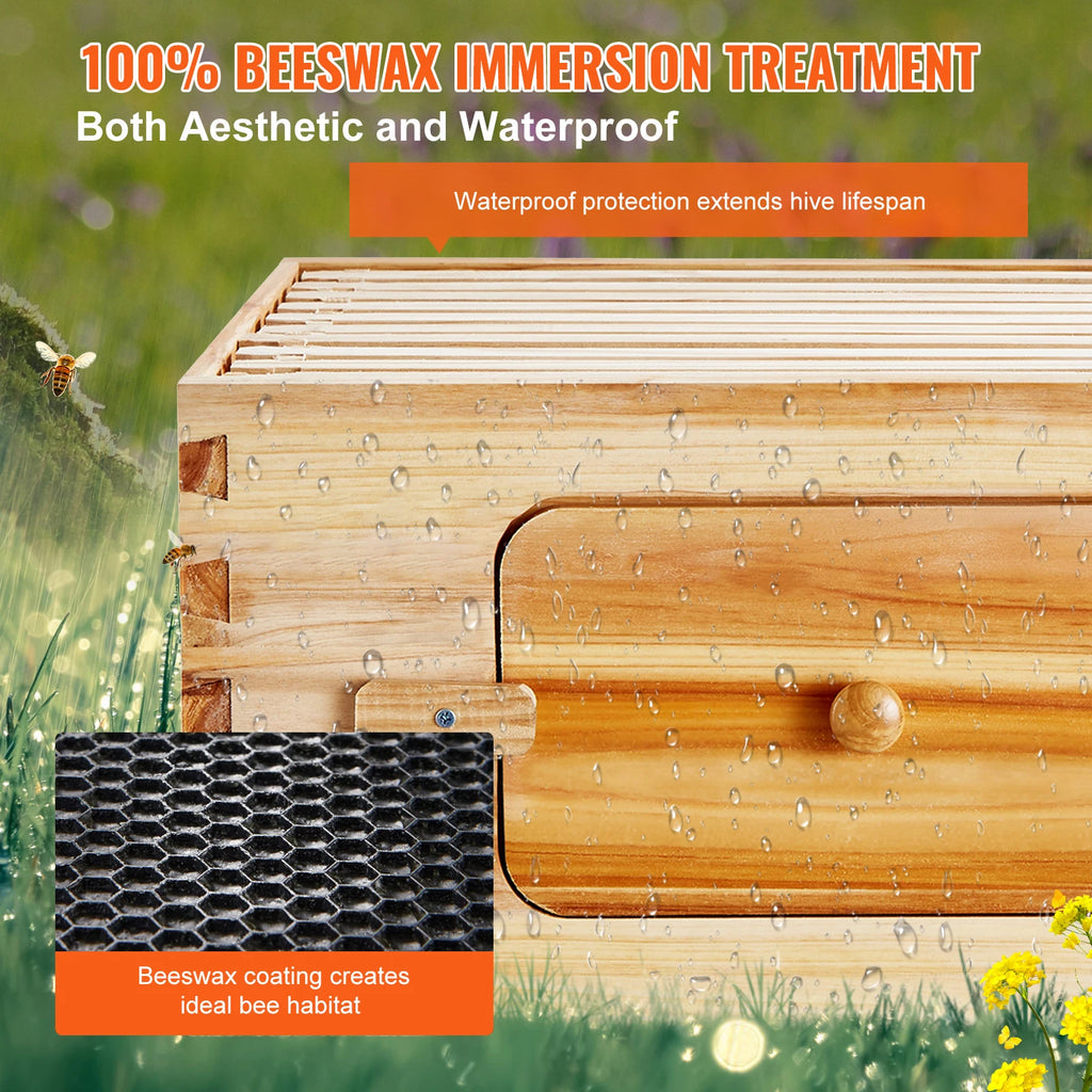 SucceBuy Cedar Langstroth Beehive Starter Kit – Beeswax Coated Langstroth Beehive Kit Vue