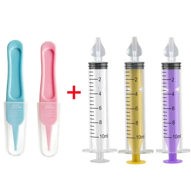 vvocci Nasal Professional Baby Aspirator with Nose Cleaning Tweezers Set Syringe Nasal with Tweezers for Newborn Infants Kids Vue B392 5PC Set G