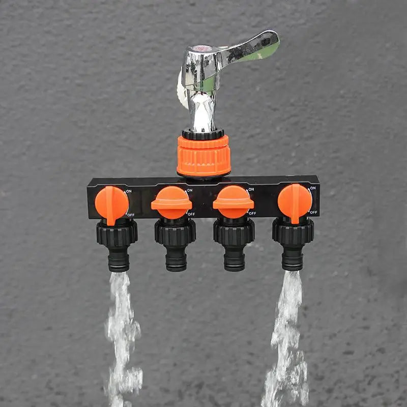 Drip Irrigation System Tap Splitter 4 Way Leakproof Connector for Garden Lawn Water Pipe Quick Installation Vue