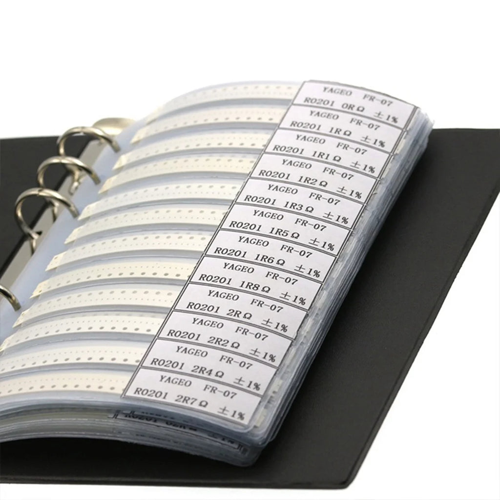 Hot-8500PCS Capacitance Sample Book, 170 Value All Series SMD Ohm Capacitor, 1% SMD Resistor Sample Book Assorted Kit Vue Black 0402 NONE