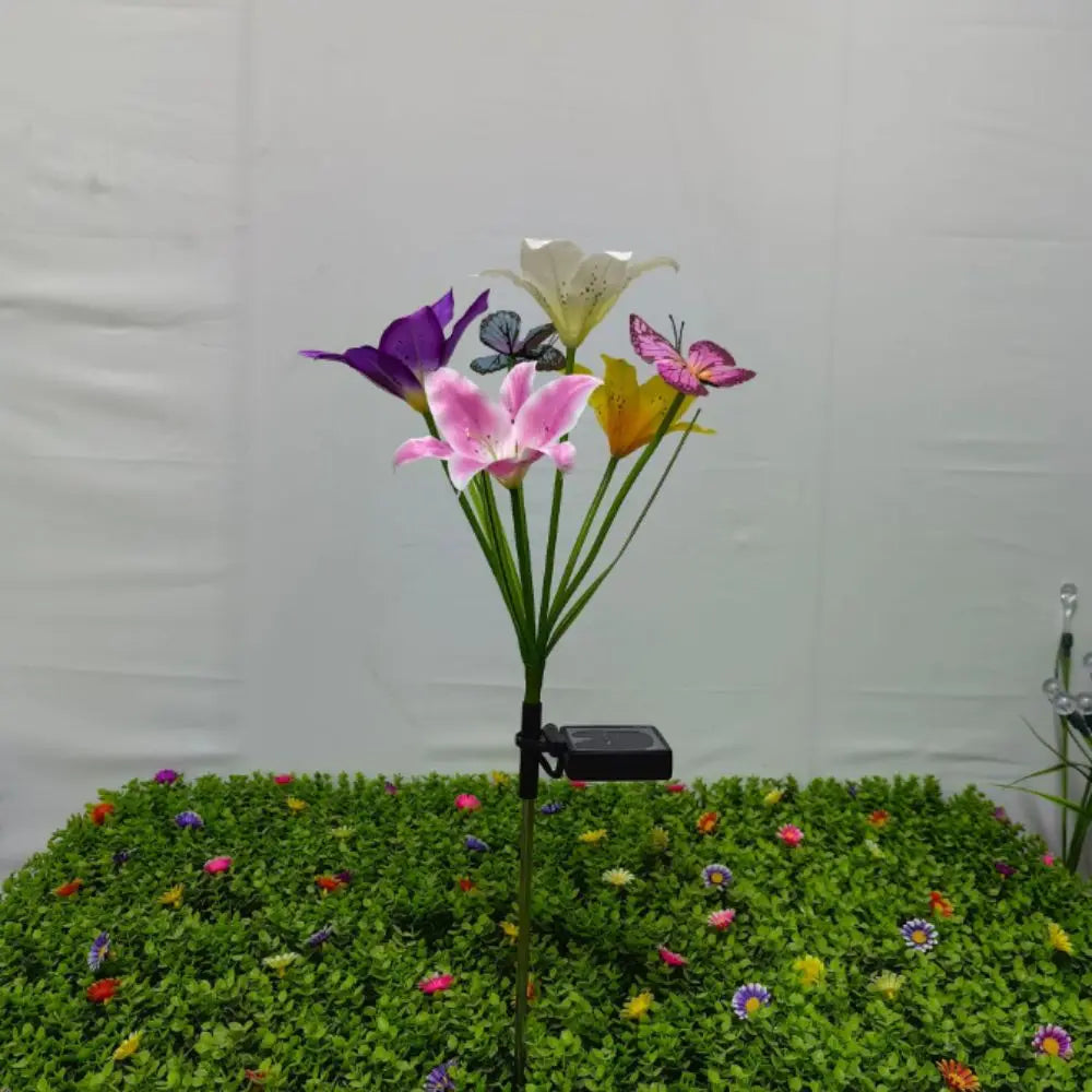 Waterproof Solar Garden Lights Ground-Mounted Butterfly Design LED Landscape Lamp Color Changing Flower Decor Lawn Lamp Yard Vue