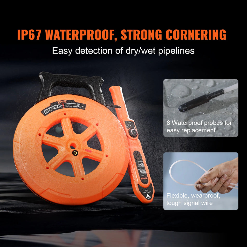 30M Underground Pipe Locator IP67 Waterproof Sewer Wall Scanner Pipe Locator Tool Vue