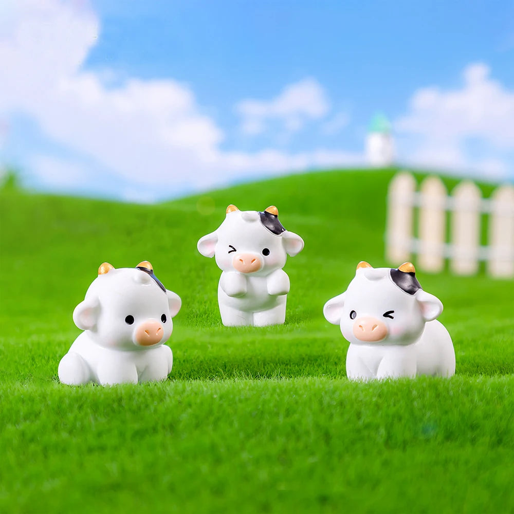 48PCS Mini Cow Figurines Resin Cow 6 Kinds of Cute Cow Resin Animal Mini Resin Figures Outdoor Home Garden Decoration Accessorie Vue