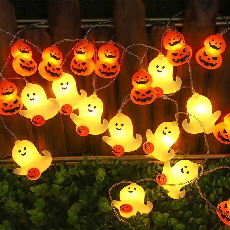 Halloween Pumpkin String Lights Jack-O-Lantern Pumpkin Ghost Lights for Indoor Outdoor Window Decor Party Decorations N08 Vue